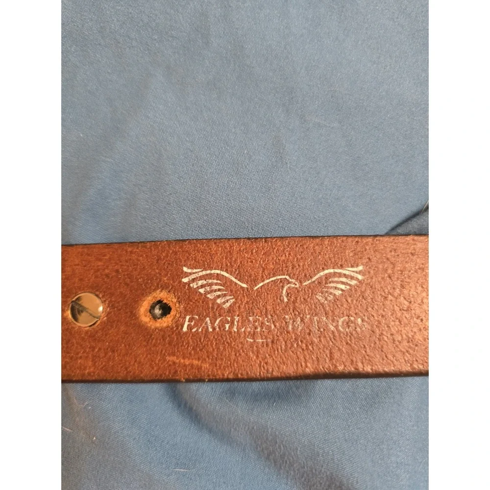 Auburn University Brown Full Grain Leather Belt Sz 44 Eagles Wings